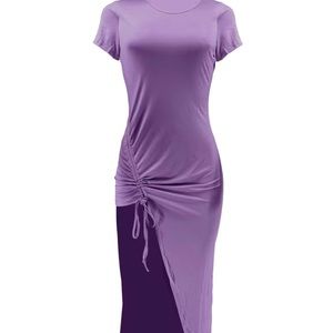 Solid Ruched Split Dress